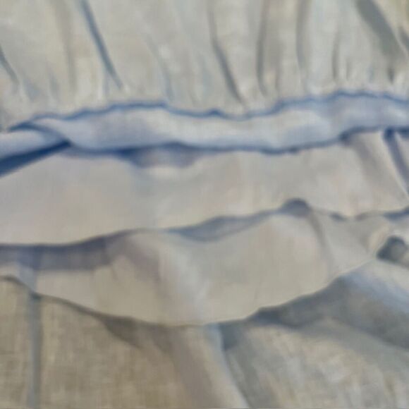 NWT LUSANA Linen Coco Lace Back Tiered Midi Sky Blue Lined Size 4 - Picture 9 of 13
